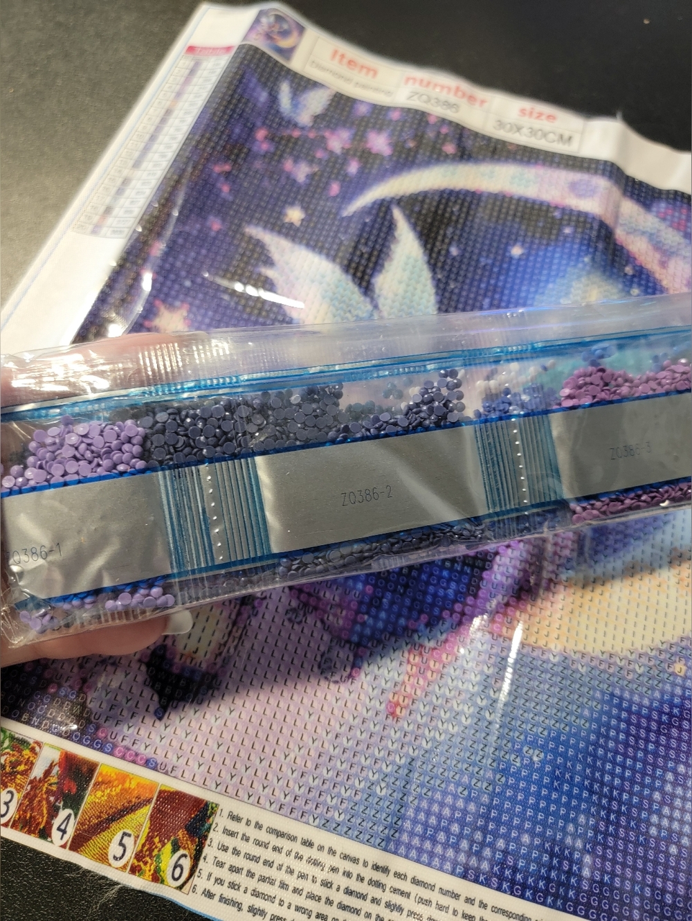 Nwt Fairy on Crescent Moon Diamond Painting Kit - Blue & Purple - Picture 5 of 5